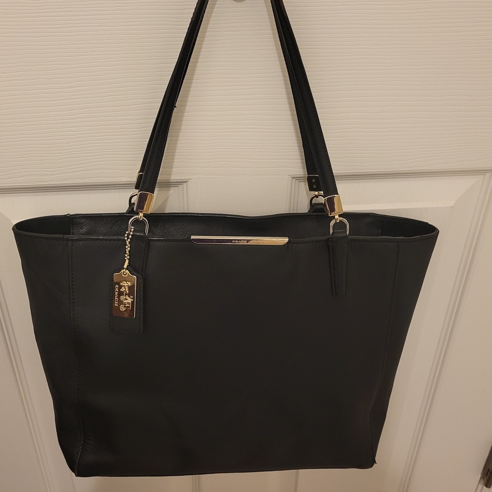 Coach Black Tote with Gold Accents